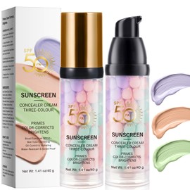 3 In 1 Primer for Face Before Makeup, Sunscreen Isolation Cream with 50 SPF + - One Step Color Corrector Face Primer for Pore Minimizing, Hydrating & Brightening Makeup Base