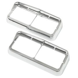 KUAFU Chrome Headlight Bezel Compatible with Kenworth T400 T600 T800 W900B W900L Peterbilt 378 379 Western Star 4900 Freightliner FLD Classic XL for 4" x 6" Rectangular Dual Headlamp w/Visor