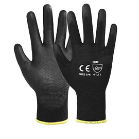 A406 12 Pair Black Nitrile Coated Gloves Work Gloves Nylon Safety Work Gloves Garden Gloves Builders Gloves Mens Gardening (Large)