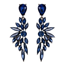 Clearine Earrings Wedding Bridal Crystal Teardrop Marquise Cluster Bling Hanging Stud Earrings for Women Clear Silver Tone, Crystal Alloy Steel