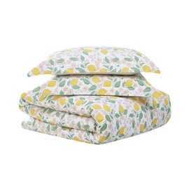 Brooklyn Loom Verbena Multi Cotton 3-Piece King Duvet Set, Lemon Themed, for Men and Women, Oeko-TEX Certified Confidence