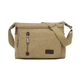 AIMALL Retro Men's Canvas Shoulder Messenger Bag Crossbody Satchel Travel Man's Bags with Adjustable Strap, Multiple Zipper Pockets，11.8x3.5x9 in