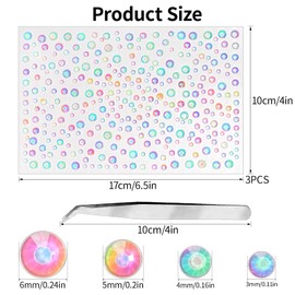 Self Adhesive Face Gems and Pearls for Makeup, Festival Jewels, Hair Gems, Rhinestone Stickers for Face, Eye, Makeup, Nail, Body, Crafts 3/4/5/6 mm 975Pcs (18.gem_Aurora)