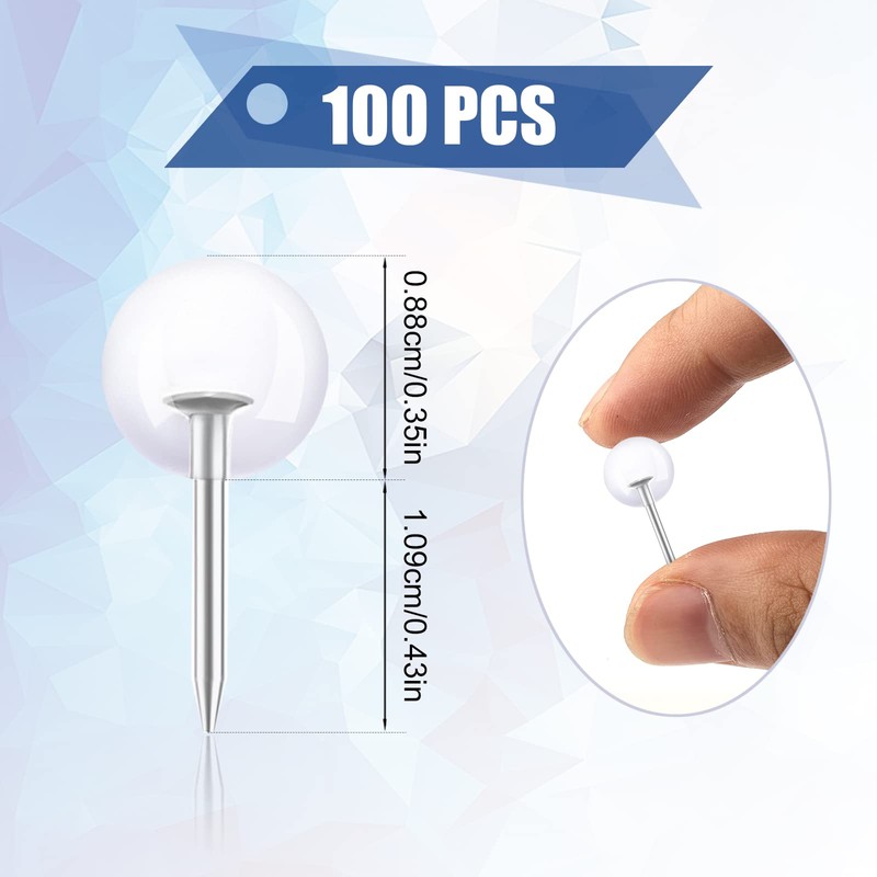 AIEX 100pcs Clear Round Push Pins, Silver Ball Push Pins