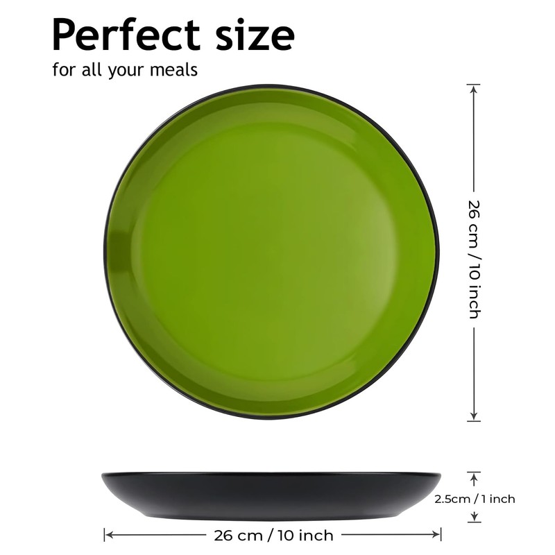 MIAMIO – 6 x Plate/Dinner Plate Set Stoneware Ceramic Tableware