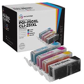 LD Compatible Ink Cartridge Replacement for Canon PGI-250XL & CLI-251XL High Yield (1 Pigment Black, 1 Cyan, 1 Magenta, 1 Yellow, 4-Pack)
