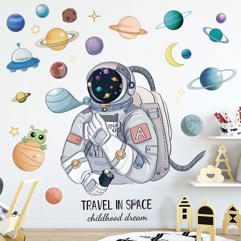 DaraBaby Vinil Decorativo Astronauta Planetas Habitación Niño Bebes