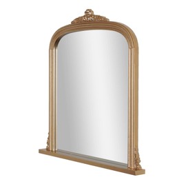 Head West Antique Brass Ornate Framed Arched Vintage Mirror for Vanity, Accent Decorative Mirrors for Wall Decor, Mirrors for Bedroom Dresser, Bathroom, Living Room Mantle Fireplace Entryway 26"x26"