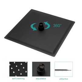 Black Shower Head - Lordear 12 inch Rainfall Black Shower Head Square Solid Ultra Thin 304 Stainless Steel Fixed Rain Shower Head with Self Cleaning Nozzles
