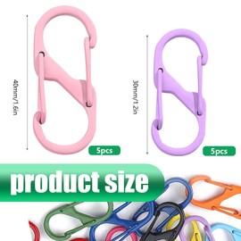 Zipper Lock Clip, 10 Pcs Small Keychain Clip, S Carabiner Clips for Home, Hiking, Outdoor, Camping, Fishing, Key, Backpack (Colorful)
