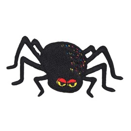 Spider with 8 Legs, Black, Iron-On or Sew On Patch, Iron-On Patch for Clothes, Embroidered Iron-On Patch, Application Spider Patch, Size 8.8 x 4.7 cm