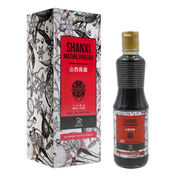 Soeos Black Vinegar, Black Shanxi Vinegar, Shanxi Black Vinegar, 16.9oz(500ml).