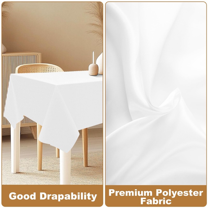 Incisite 2 Pack White Tablecloth, 259x147cm(58.7x102In) Polyester Table Cover for