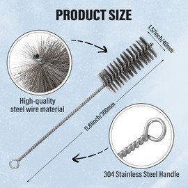 Sinmoe Pack of 2 Stove Pipe Brushes, Diameter 40 mm, Chimney Sweep Brushes, Stainless Steel Wire Brush for Stove Pipe, Stove Pipe, Chimney Boiler, 30 cm Total Long