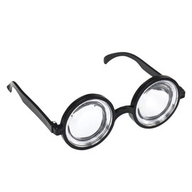 Iconikal Thick Lens Nerd Costume Glasses Small Black 5.5x2.1-Inch Plastic Frames Wizard Scientist Dress-Up Halloween Cosplay Party Accessory