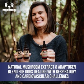 MycoDog Breathe - Mushroom Extract & Adaptogen Tincture for Canines - Ashwagandha Supplements for Dogs with Breathing Challenges - Reishi, Chaga, Cordyceps & Artist Conk