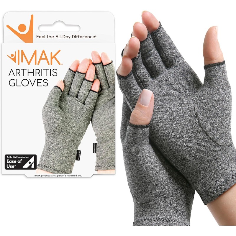 IMAK Brownmed Compression Arthritis Gloves - Fingerless Compression Gloves -