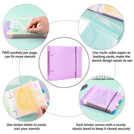 111PCS/Sets 6"x6" Cookie Stencil Storage Binder, Die Cuts and Stamps Storage Binder Holder Baking Stencil Organizer Scrapbooking Cutting Dies Storage Stencil Holder Book Collection Case Folder(Purple)