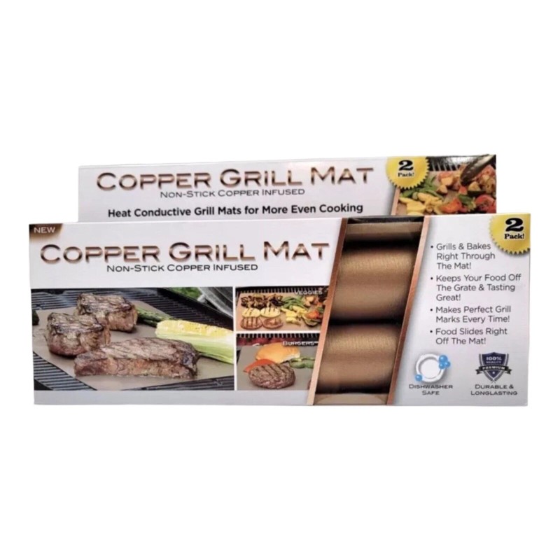 Idea Village (2) Pkgs Non-Stick Copper Grill and Bake Mat