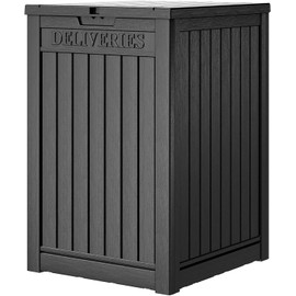 NUNU LAB Package Delivery Box for Outside, 51 Gallon Storage Deck Box with Lockable Secure, Waterproof Large Resin Drop Boxes for Porch