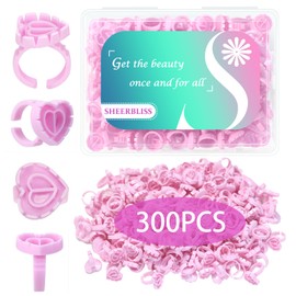 Lash Glue Rings 300pcs Glue Rings for Eyelash Extensions Disposable Lash Glue Holder Heart Shaped Lash Rings for Eyelash Extension Supplies with Storage Box