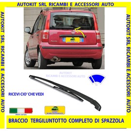 TERGICRISTALLI POSTERIORE per PANDA 169 prodotte dal 2003 al 2011 BRACCIO COMPLETO DI SPAZZOLA TERGI LUNOTTO 23723