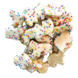 Yogurt Coated Animal Crackers - 1 lb of Fresh Gourmet Sweet Creamy Covered Dipped Animal Crackers with Rainbow Non Pareil Beads in Resealable Bag