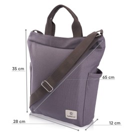 Wenter.S Canvas Shoulder Bag, Large School Bag for Women, Practical Work Bag, Canvas Bag for Hanging Tickled Red, grey