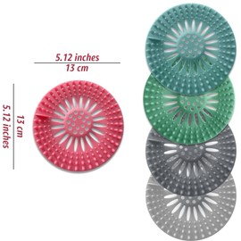 Inmorven Bathroom Sink Drain Strainers - 5 Pack Silicone Hair Catcher, Flexible Reusable Drain Protector for Shower, Bathtub & Sink