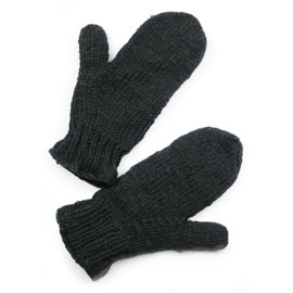 TCG Men’s Hand Knit Wool Mittens - Black