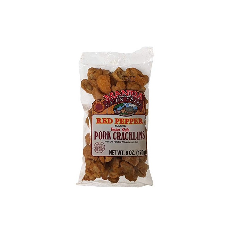 Manda Red Pepper Pork Cracklins 6oz (6 Pack)