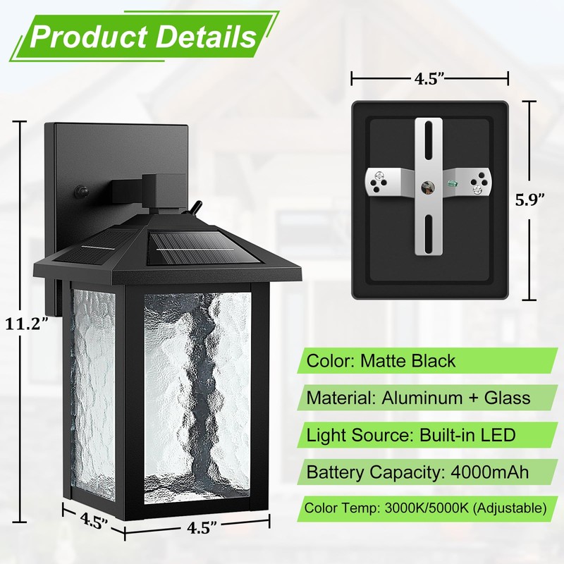 BesLowe Solar Wall Lights Outdoor, Aluminum Dusk to Dawn LED