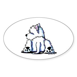 CafePress Cool Belly Westie Oval Car Bumper Sticker