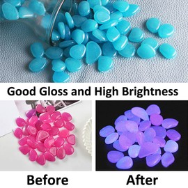 MOCNT Pack of 300 Luminous Stones Garden Glow in the Dark Pebbles Luminous Pebbles Fluorescent Stones for Home Garden Aquarium Decoration Purple