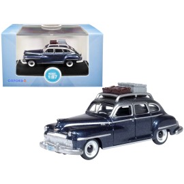 DCD 1946 DeSoto Suburban with Roof Rack Luggage Butterfly Blue Metallic Crystal Gray Top 1/87 (HO) Scale Diecast Model Toy
