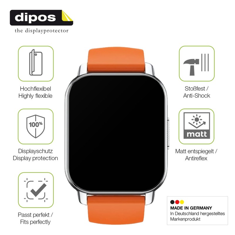 dipos FLEX 2x Schutzfolie matt passend für Poonur Y6 1.95