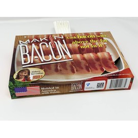 The Original Makin Bacon Microwave Bacon Dish - Makes Crispy Bacon in Minutes - Simple, Quick, and Easy to Use - Reduces Fat Content for a Healthier Meal - Molded in The USA