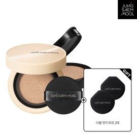 Jeong Saem Mool Jung Saem Mool Skin Nuder Cover Layer Cushion (Main Product + Refill) + 2 Double Edge Puffs - Medium / 정샘물 스킨 누더 커버레이어 쿠션 (본품+리필) + 더블엣지퍼프 2P - 미디엄
