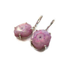 Pink Solar Quartz Stalactite Sterling Silver Dangle Drop Earrings