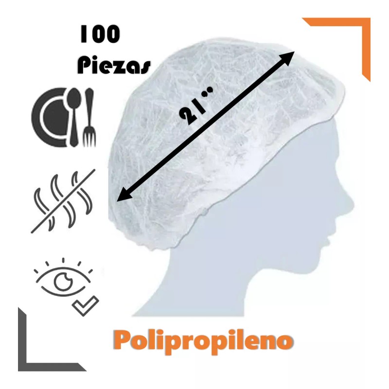 TECNOLIM Cofia Veneciano Paq Con 100 Piezas Desechable De Polipropile