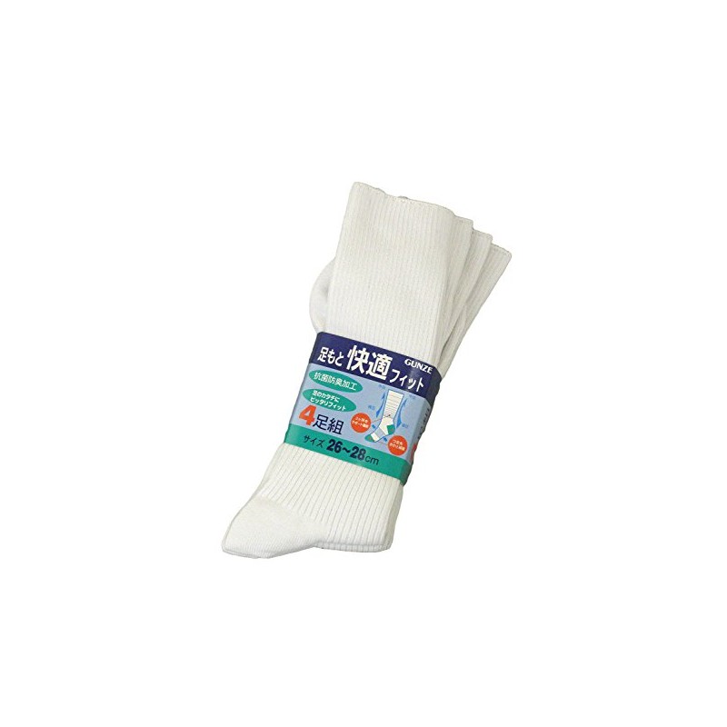 Gunze 04094-27-025 Men's Socks, White, white