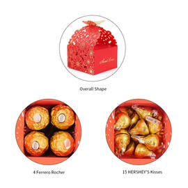 Kslong - Juego de 50 Cajas de Regalo para Galletas, diseño de Flores y Mariposas, Rojo, 8 * 7 * 6.5CM