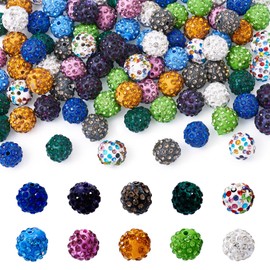 PandaHall 100pcs 12mm Disco Ball Beads Rhinestone Round Polymer Clay Rhinestones Bulk for Jewelry Making Bead Pen Decoration