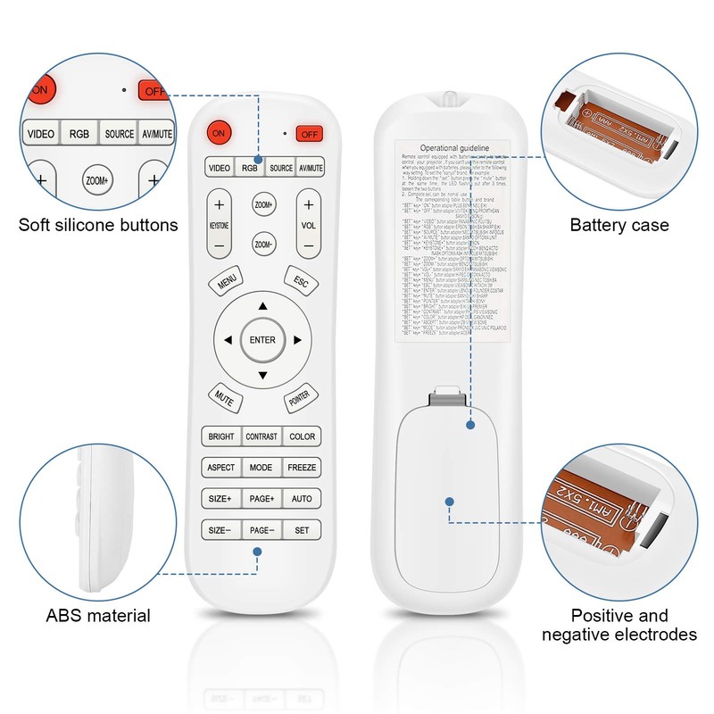 Universal Smart Projector Controller - White Remote Control for Projector