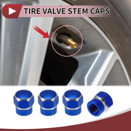 HEROFFIX 4 Pcs Decorative Tire Valve Stem Caps 14.3mm Tyre Valve Dust Covers for Most Cars Truck Blue Aluminum Alloy
