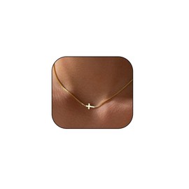 Cross Necklace for Women Men Gold Choker Dainty Cute Western Jewelry Gift (Cross)