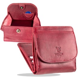 MATADOR Kleine Wiener Box Mini Purse Wallet Men's Small Leather Small Purse Women's with RFID Blocker Purse with Gift Packaging, Pink, Unique