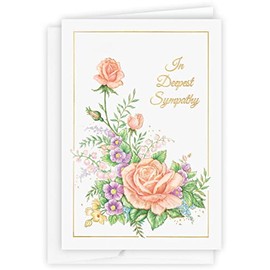 The Gallery Collection, 1 Count Card Pack, Sympathy Card with Pearl Lined Envelope (Deepest Sympathy Florals)