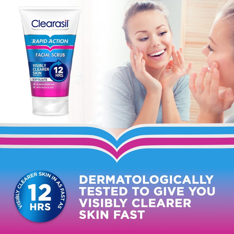 Clearasil Rapid Action Exfoliating Scrub, For Acne Prone Skin, Unclog
