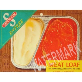 1972 SWANSON TV dinner MEAT LOAF Mashed Potatoes Metal Fridge Magnet 3x4 7677